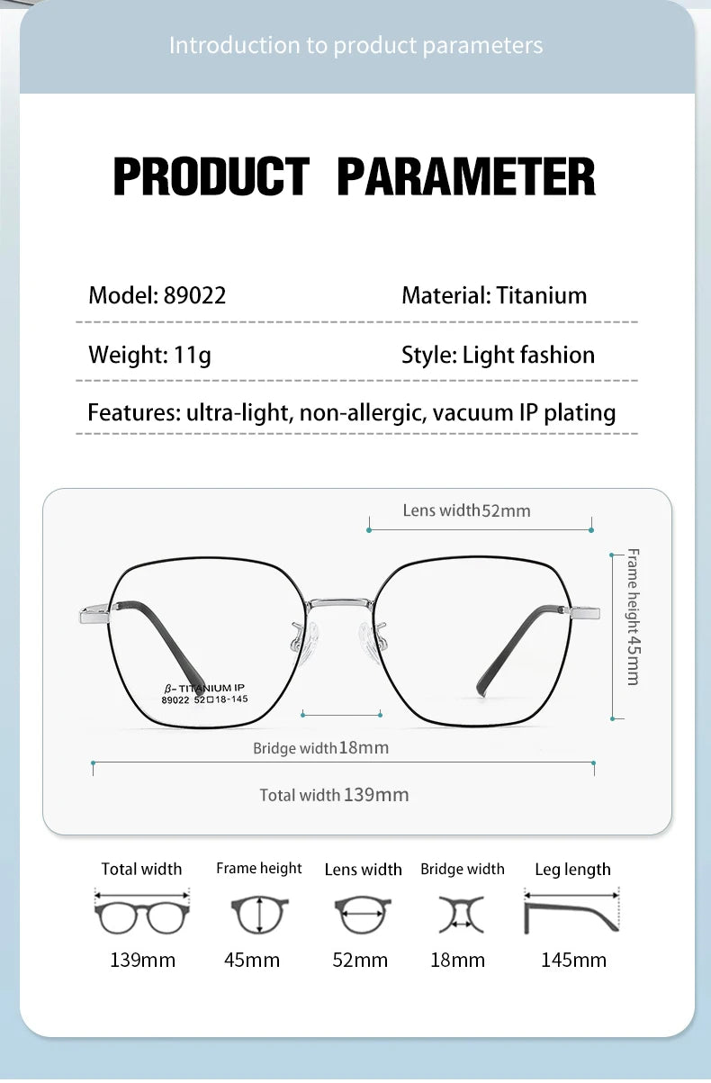 Vicky Unisex Semi Rim Polygon Titanium Alloy Reading Glasses V89022 Reading Glasses Vicky