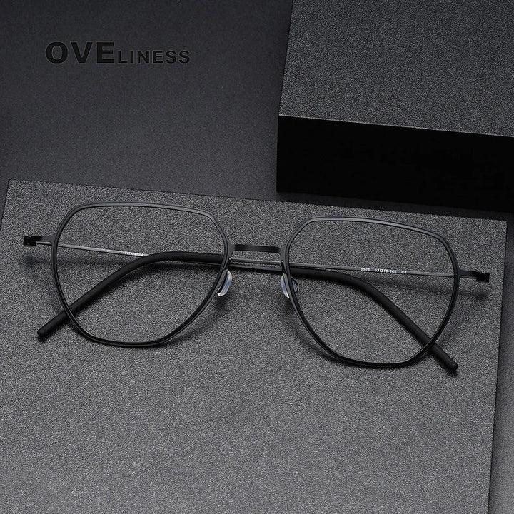 Oveliness Unisex Full Rim Flat Top Oval Titanium Eyeglasses O5526 Full Rim Oveliness