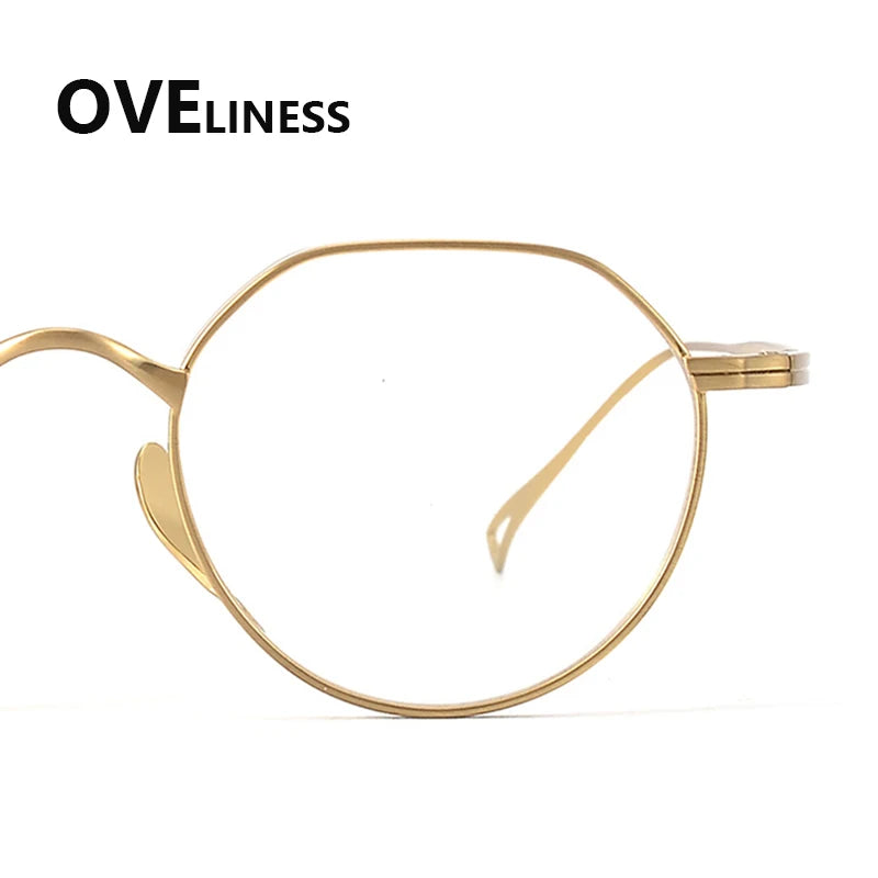 Oveliness Women's Full Rim Polygon Titanium Eyeglasses Clip On Sunglasses 29916
