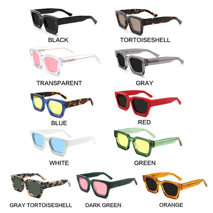 Gatenac Unisex Full Rim Square Polarized Acetate Sunglasses Mo19 Sunglasses Gatenac