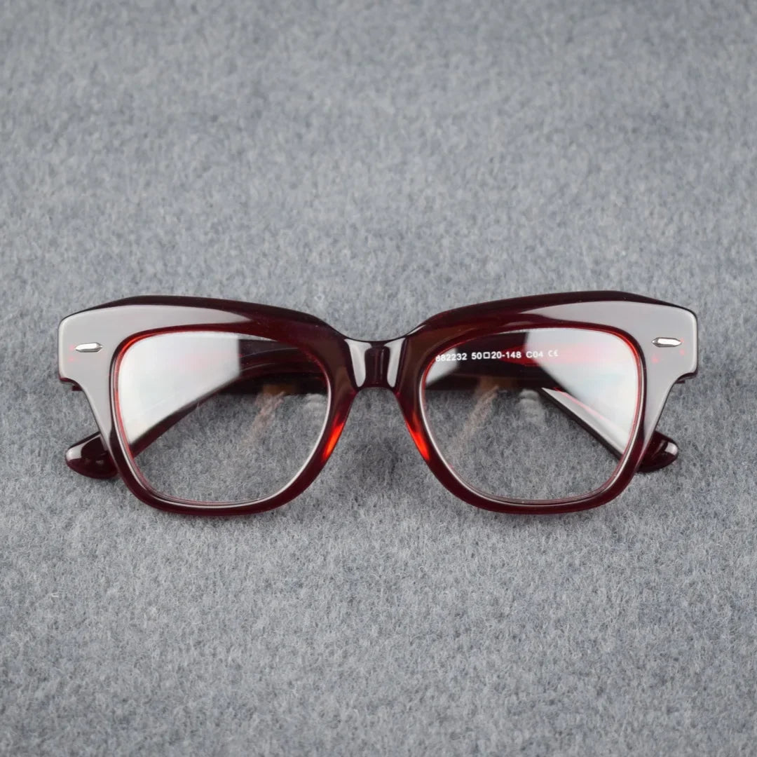 Hewei Unisex Full Rim Square Brow Line Thick Acetate Eyeglasses 92232 Full Rim Hewei C4 CHINA