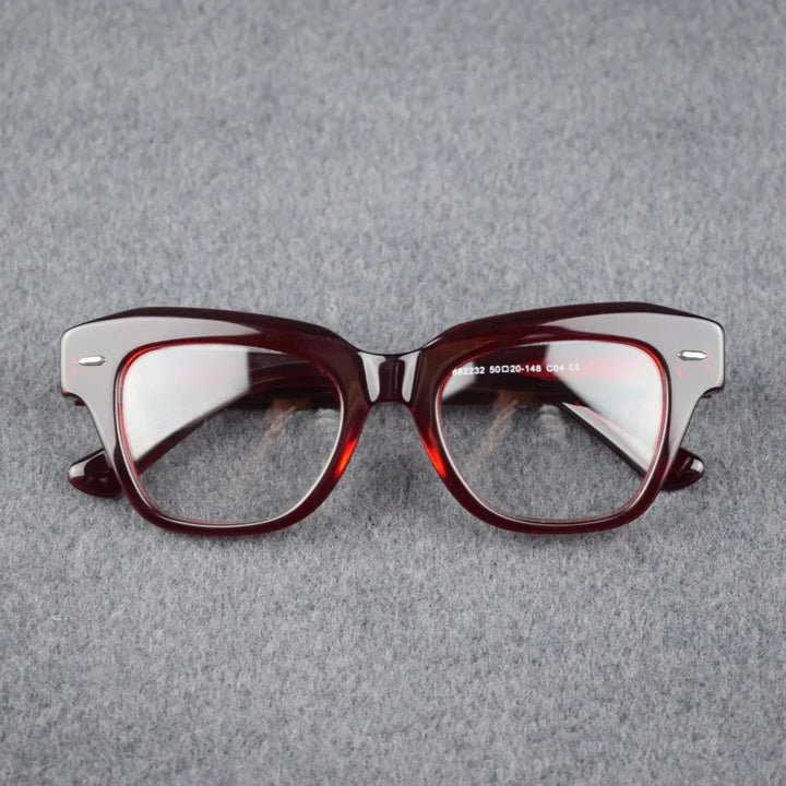 Hewei Unisex Full Rim Square Brow Line Thick Acetate Eyeglasses 92232 Full Rim Hewei C4 CHINA