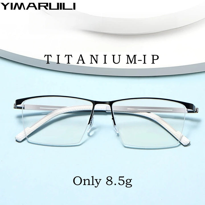 Yimaruli Unisex Semi Rim IP Titanium Square Eyeglasses 122As Semi Rim Yimaruili Eyeglasses