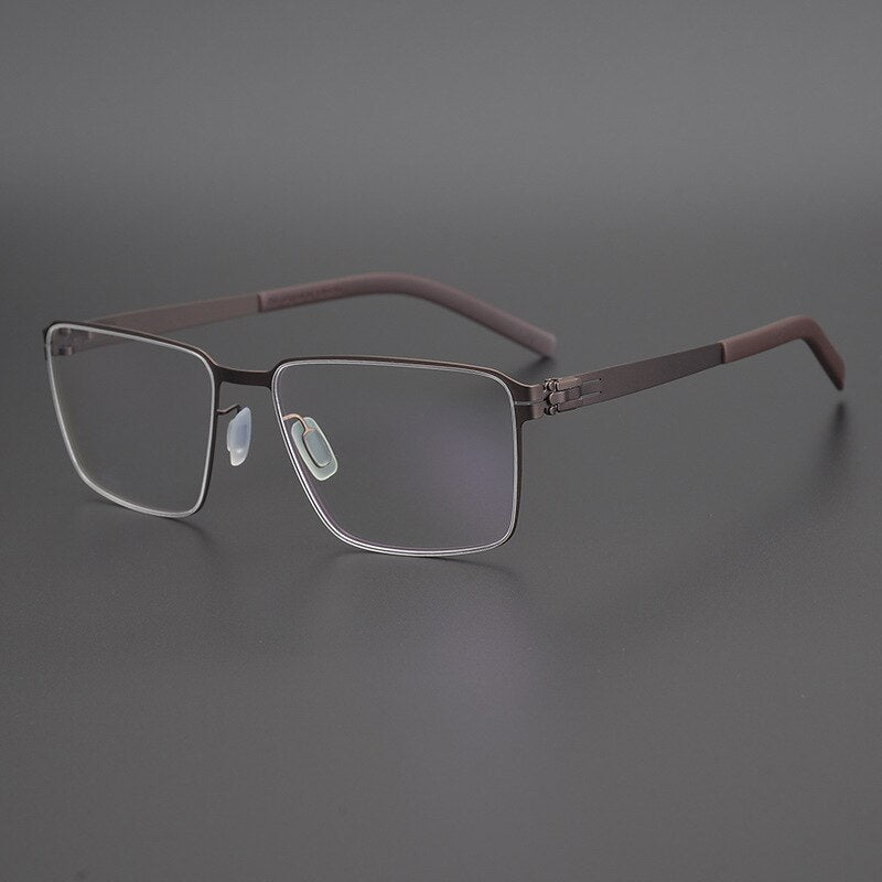 Gatenac Unisex Full Rim Square Titanium Alloy Eyeglasses Gxyj1075 Full Rim Gatenac Brown