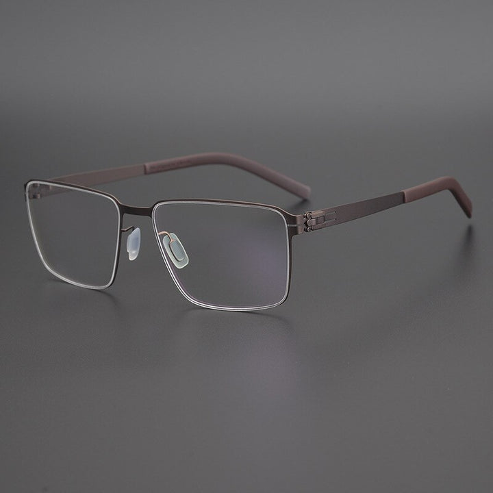 Gatenac Unisex Full Rim Square Titanium Alloy Eyeglasses Gxyj1075 Full Rim Gatenac Brown