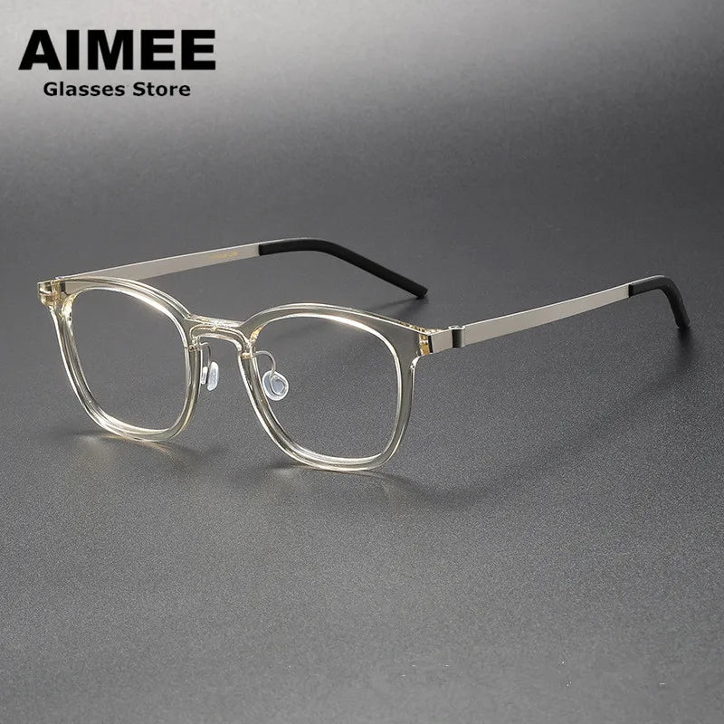 Aimee Women's Full Rim Square Titanium Acetate Eyeglasses 81051 Full Rim Aimee Champagne