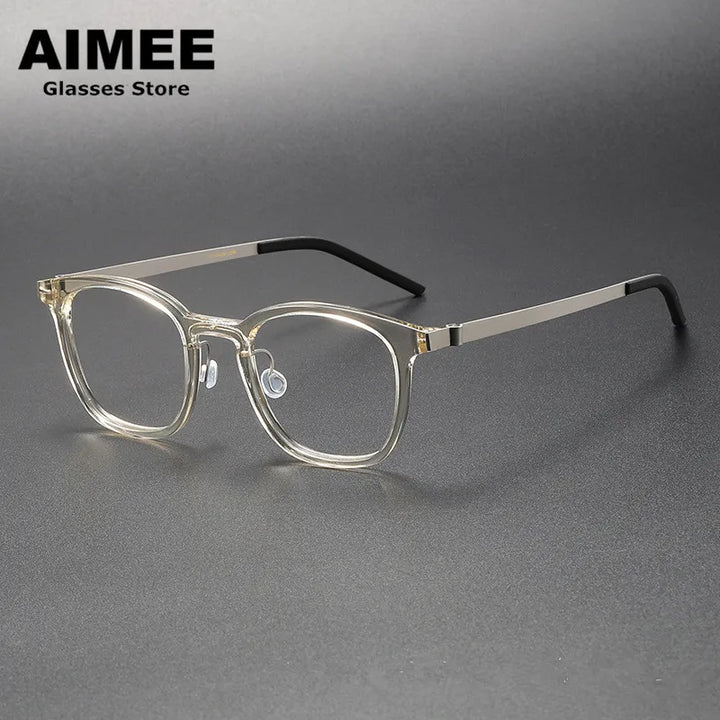 Aimee Women's Full Rim Square Titanium Acetate Eyeglasses 81051 Full Rim Aimee Champagne