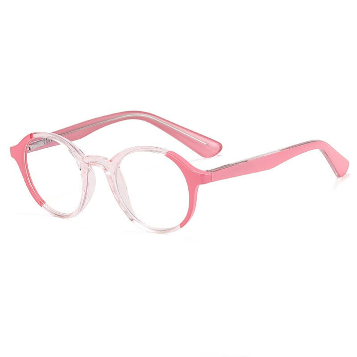 CCSpace Unisex Children's Full Rim Round PC Plastic Eyeglasses 56544 Full Rim CCspace C8Pink  