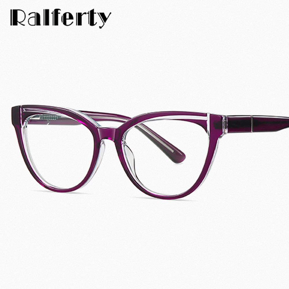 Ralferty Women's Full Rim Square Cat Eye Acetate Eyeglasses D8819 Full Rim Ralferty