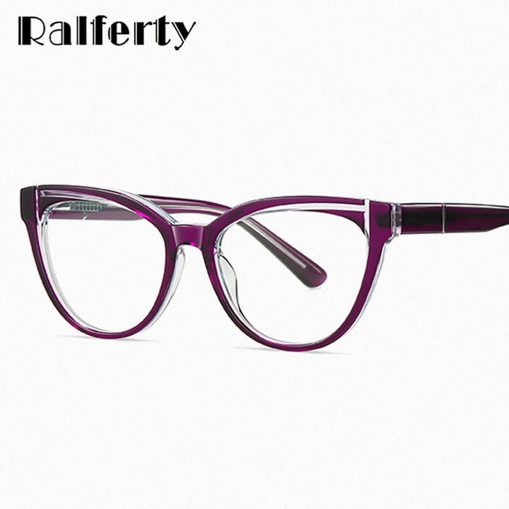 Ralferty Women's Full Rim Square Cat Eye Acetate Eyeglasses D8819 Full Rim Ralferty