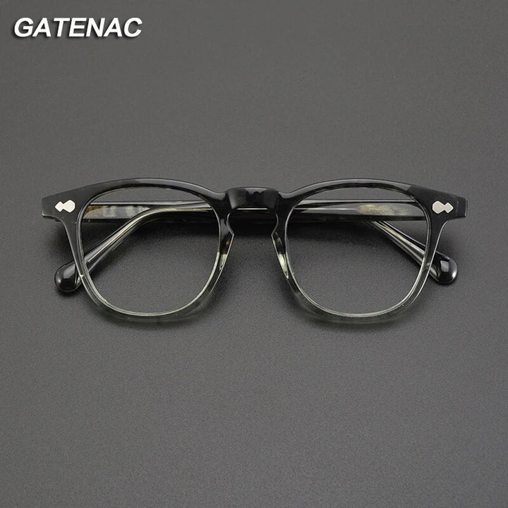 Gatenac Unisex Full Rim Square Acetate Eyeglasses Gxyj1142 Full Rim Gatenac