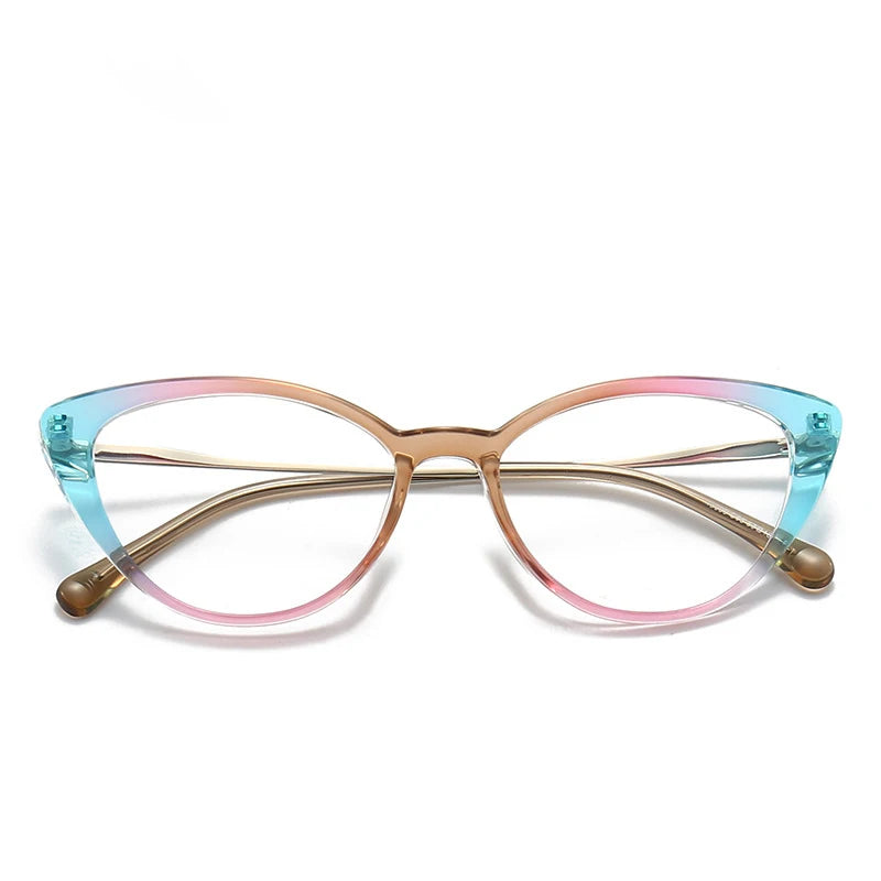 Hdcrafter Unisex Full Rim Oval Cat Eye Acetate Eyeglasses 48099 Full Rim Hdcrafter Eyeglasses Multi-Color