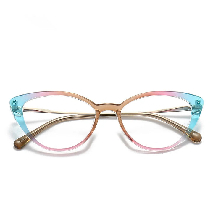 Hdcrafter Unisex Full Rim Oval Cat Eye Acetate Eyeglasses 48099 Full Rim Hdcrafter Eyeglasses Multi-Color