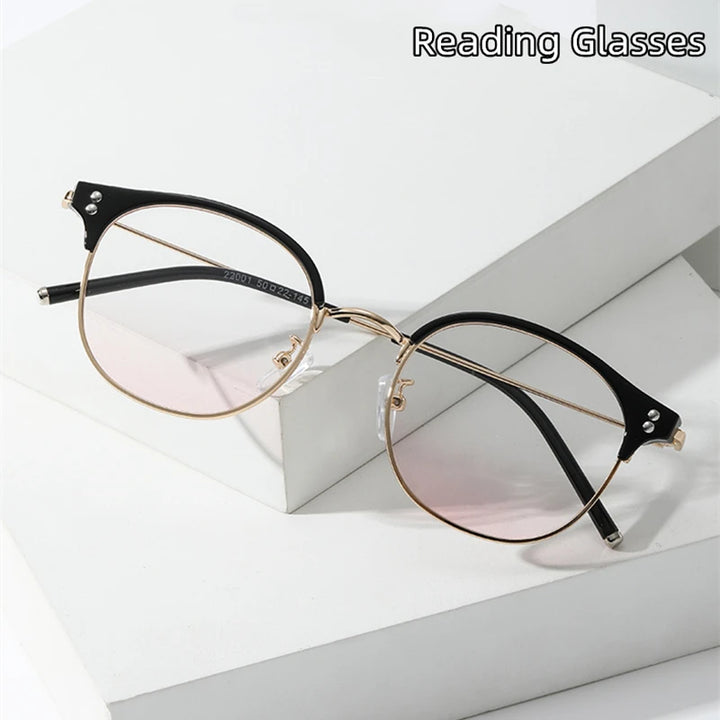 Kocolior Mens Full Frame Small Browline Square Alloy Reading Glasses 22001 Reading Glasses Kocolior
