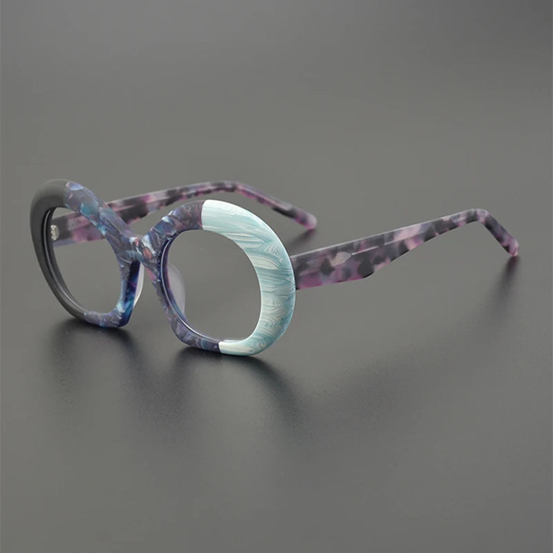 Nobler Unisex Full Rim Flat Bottom Round Acetate Eyeglasses 19345 Full Rim Nobler C1