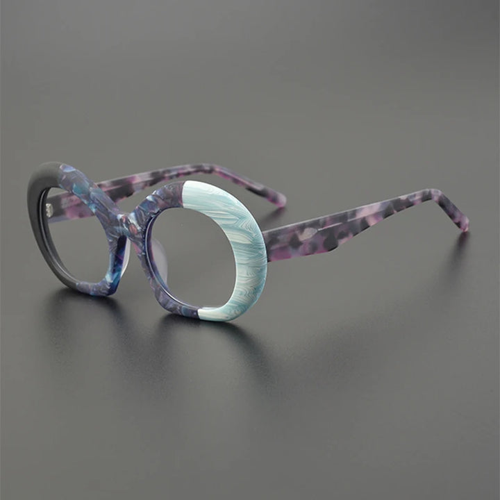 Nobler Unisex Full Rim Flat Bottom Round Acetate Eyeglasses 19345 Full Rim Nobler C1