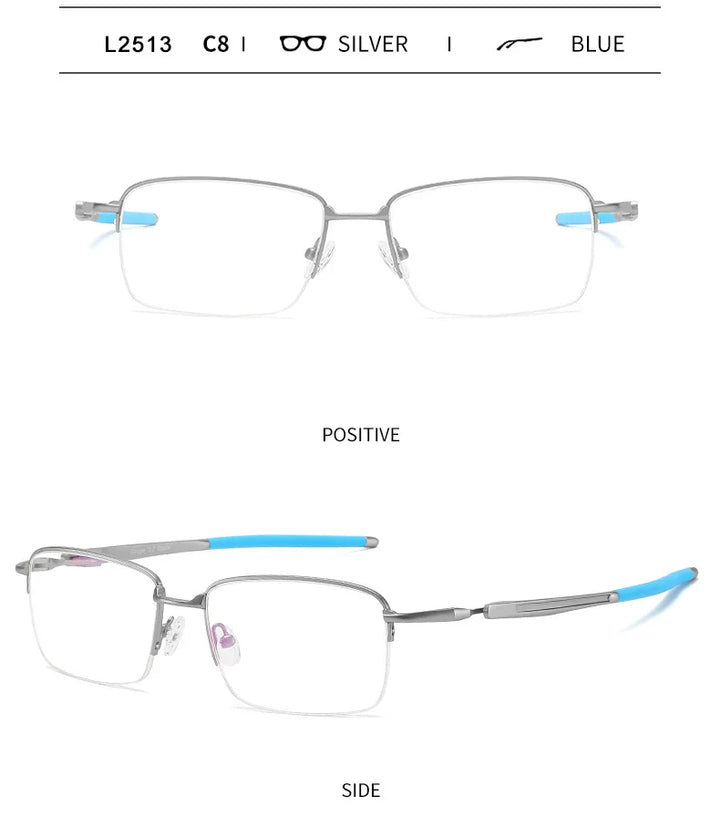 Handoer Unisex Semi Rim Square Alloy Acetate Eyeglasses 952181 Semi Rim Handoer C8