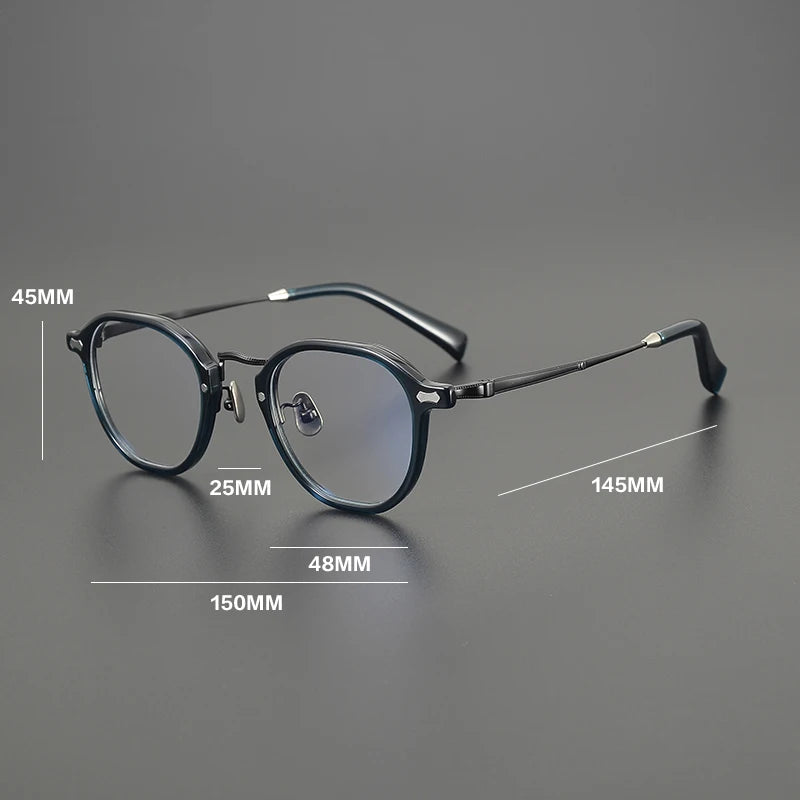 Gatenac Unisex Full Rim Big Oval Acetate Titanium Eyeglasses G1538