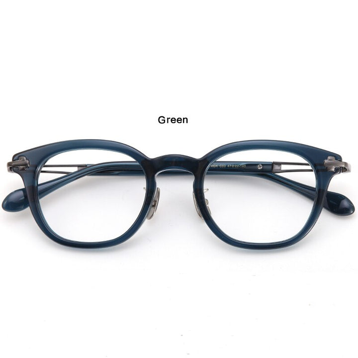 Muzz Men's Full Rim Square Acetate Titanium Eyeglasses Thick Full Rim Muzz Green
