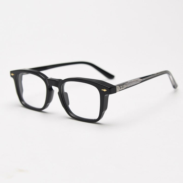 CCspace Unisex Full Rim Square Acetate Eyeglasses 56835 Full Rim CCspace C4Black