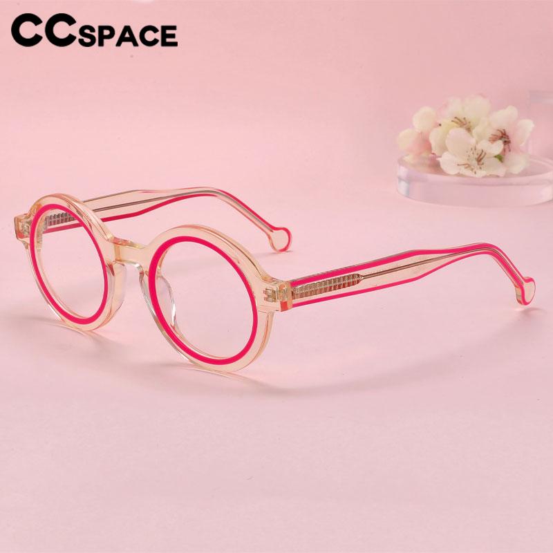 CCspace Women's Full Rim Small Round Acetate Eyeglasses 56559 Full Rim CCspace
