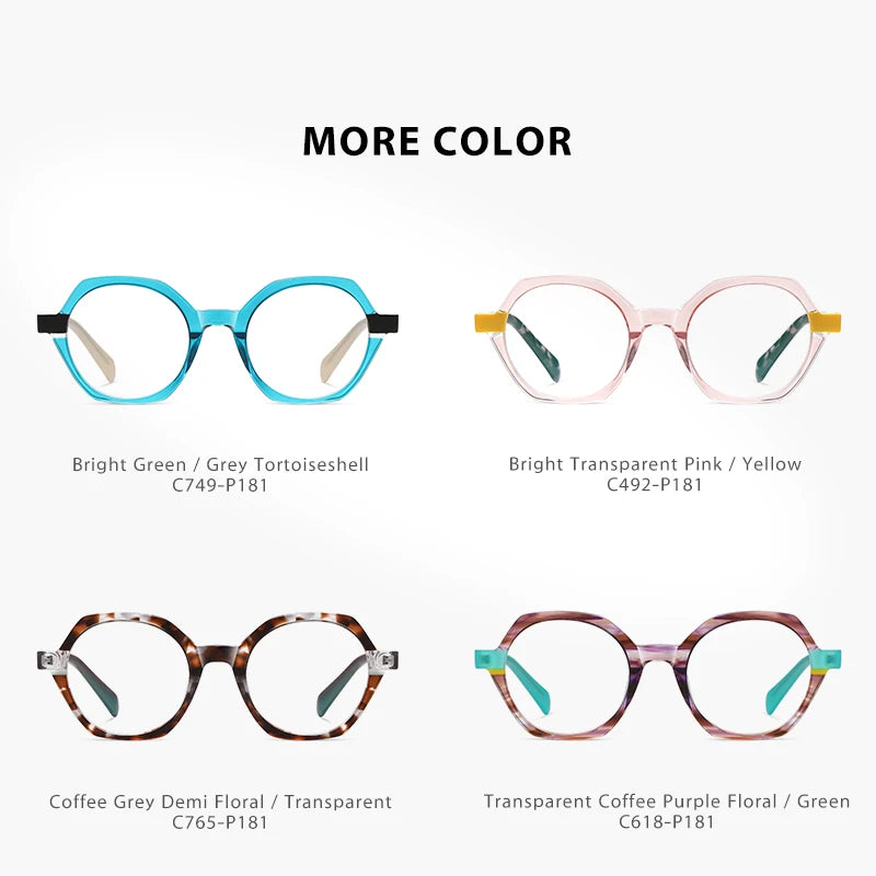 Gmei Women's Full Rim Polygon Acetate Eyegasses 8825 Full Rim Gmei Optical