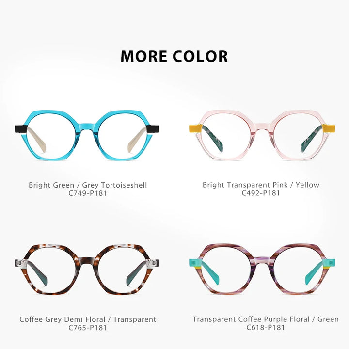 Gmei Women's Full Rim Polygon Acetate Eyegasses 8825 Full Rim Gmei Optical