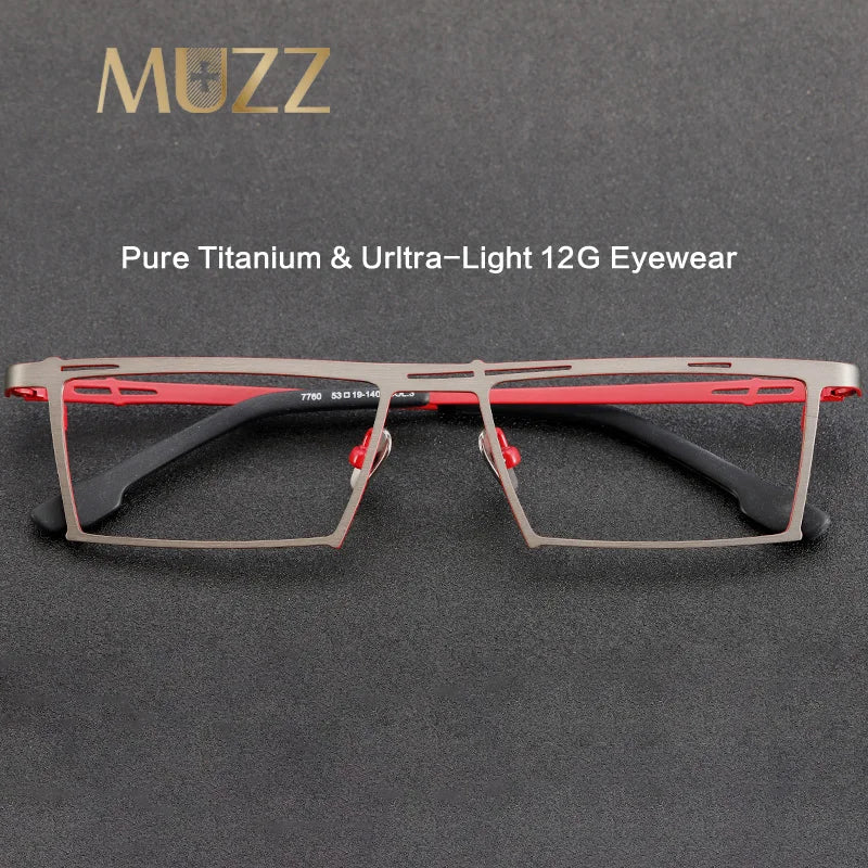 Muzz Unisex Full Rim Small Square Brow Line Titanium Eyeglasses T7760 Full Rim Muzz