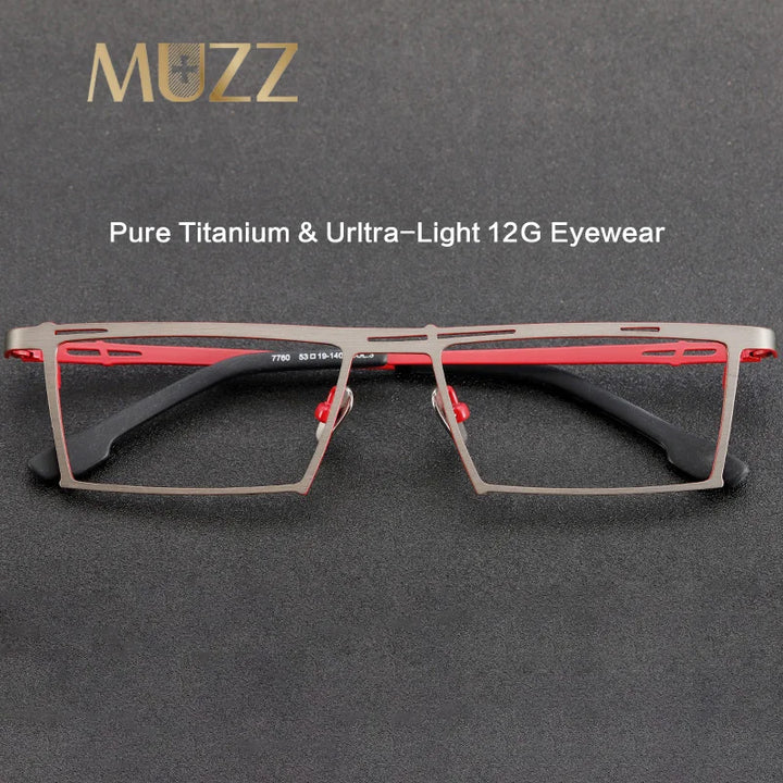 Muzz Unisex Full Rim Small Square Brow Line Titanium Eyeglasses T7760 Full Rim Muzz