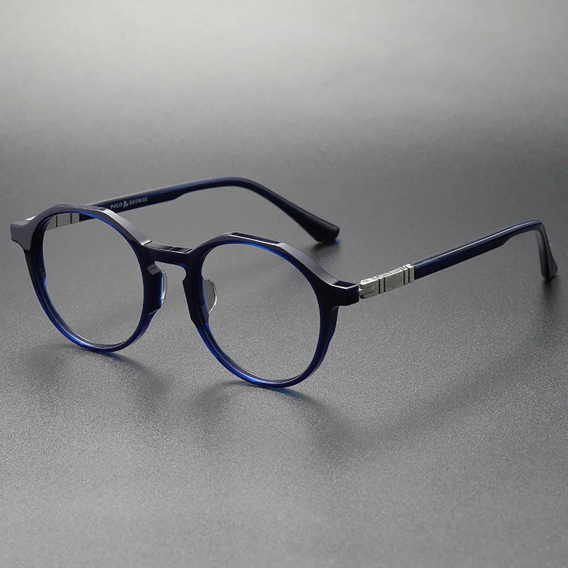 Black Mask Women's Full Rim Polygon Acetate Eyeglasses S9657 Full Rim Black Mask Blue