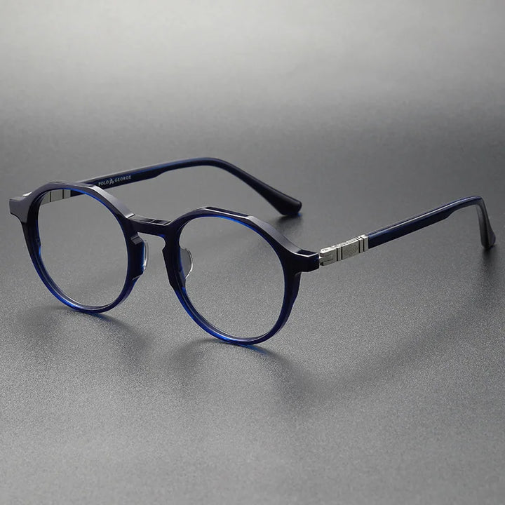 Black Mask Women's Full Rim Polygon Acetate Eyeglasses S9657 Full Rim Black Mask Blue