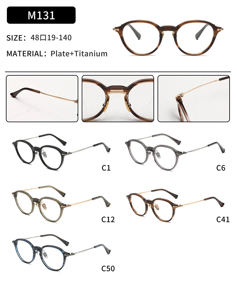 Nobler Unisex Full Rim Flat Top Acetate Titanium Eyeglasses M131 Full Rim Nobler