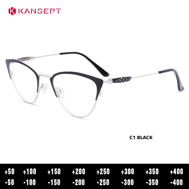 Kansept Women's Full Rim Oval Cat Eye Tr 90 Alloy Reading Glasses 53743