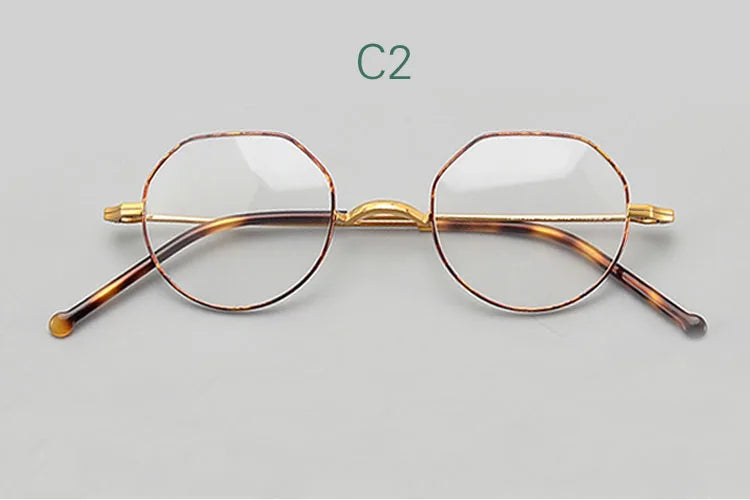 Yujo Women's Full Rim Flat Top Polygonal Titanium Eyeglasses  45177