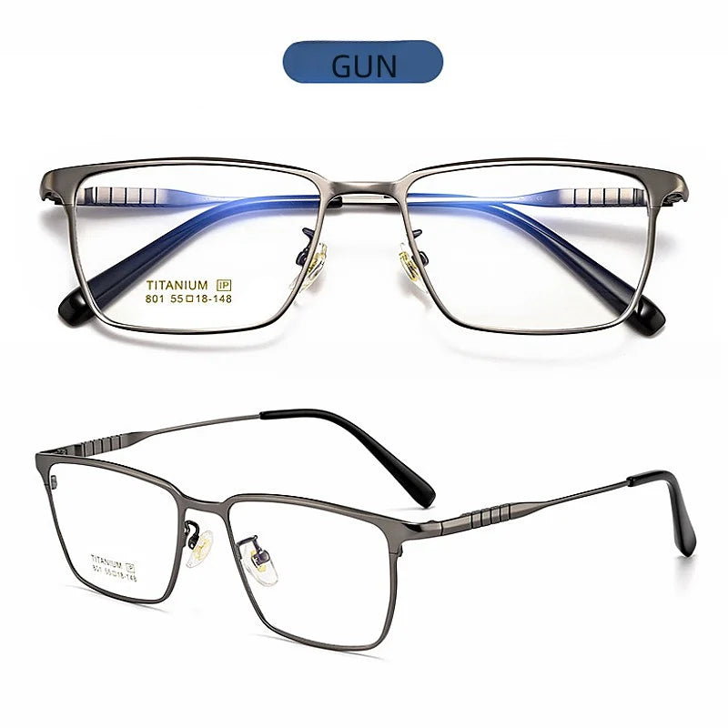 Hdcrafter Men's Full Rim Polygon Square Titanium Eyeglasses 80147