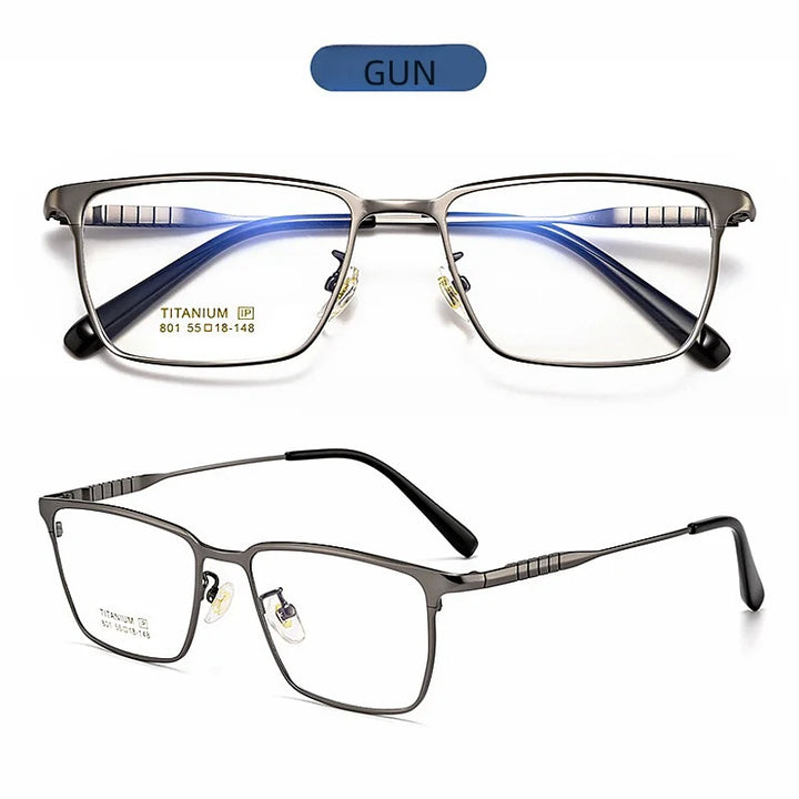 Hdcrafter Men's Full Rim Polygon Square Titanium Eyeglasses 80147