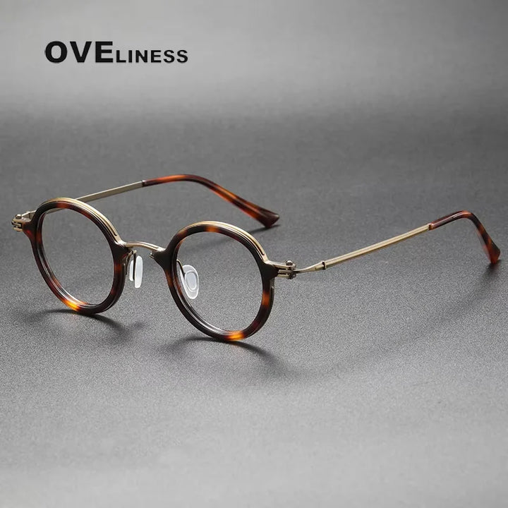 Oveliness Unisex Full Rim Round Acetate Titanium Eyeglasses 75899