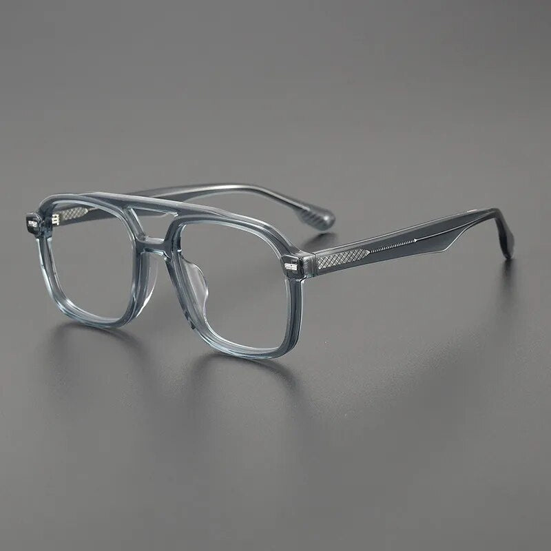 Gatenac Unisex Full Rim Square Double Bridge Acetate Eyeglasses Gxyj1136 Full Rim Gatenac