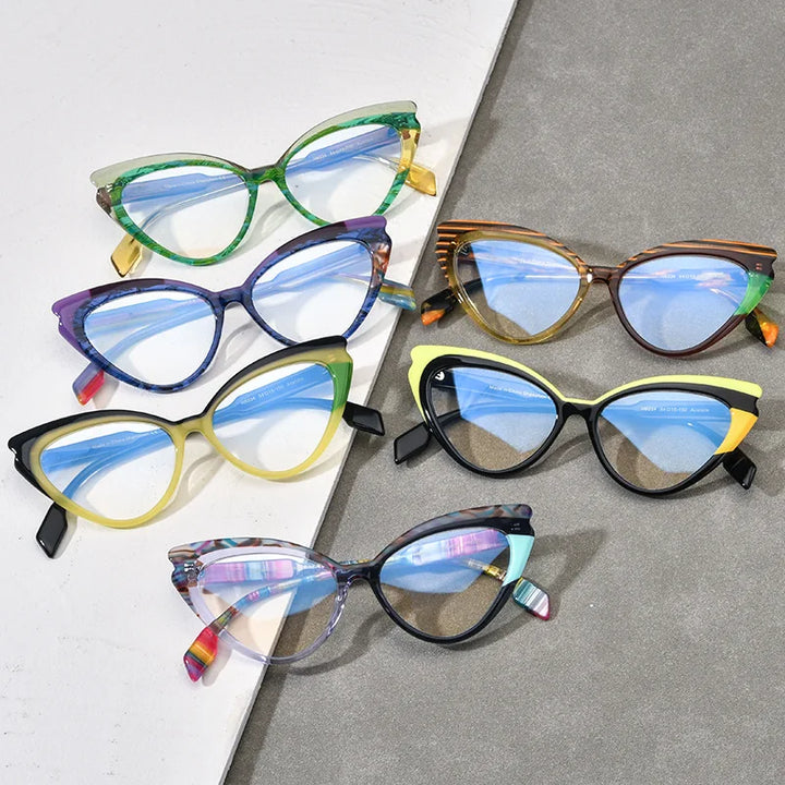 Nobler Unisex Full Rim Thick Cat Eye Acetate Eyeglasses 19334 Full Rim Nobler