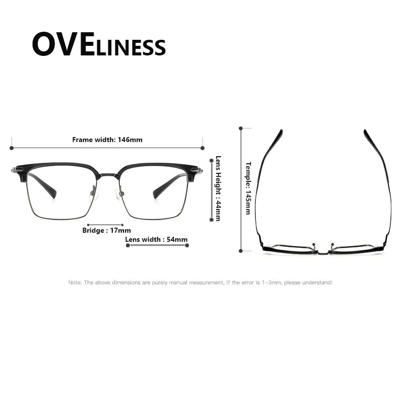 Oveliness Unisex Full RIm Square Acetate Titanium Eyeglasses 82004