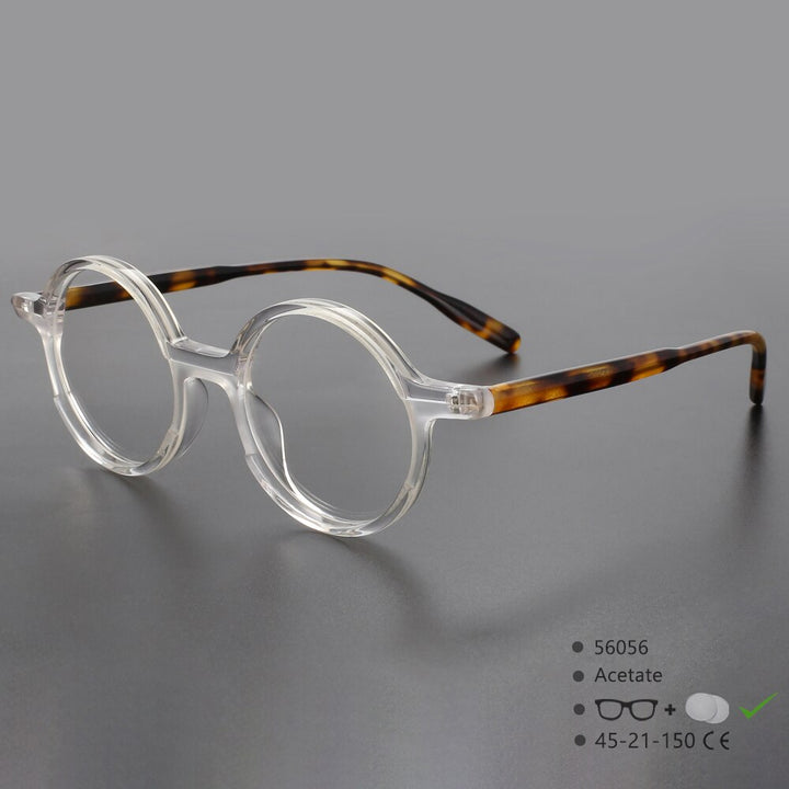 CCspace Unisex Full Rim Round Acetate Eyeglasses 56056 Full Rim CCspace C3White