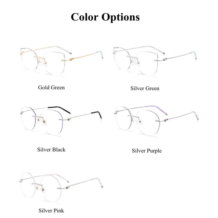 Chashma Ochki Unisex Rimless Cat Eye 3g Titanium Eyeglasses 8587 Rimless Chashma Ochki