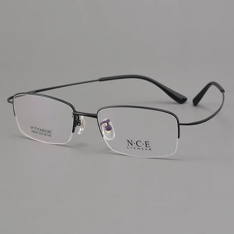 Hdcrafter Men's Semi Rim Square Titanium Eyeglasses 718024