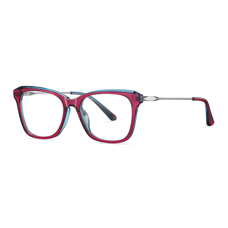 Ralferty Women's Full Rim Square Cat Eye Acetate Alloy Eyeglasses D9217 Full Rim Ralferty C718 Red Blue  