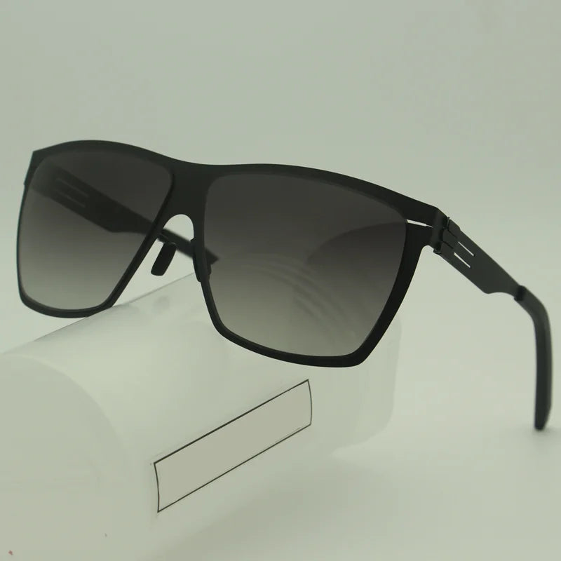 Black Mask Men's Big Square Stainless Steel Screwless Sunglasses 521461 Full Rim Black Mask