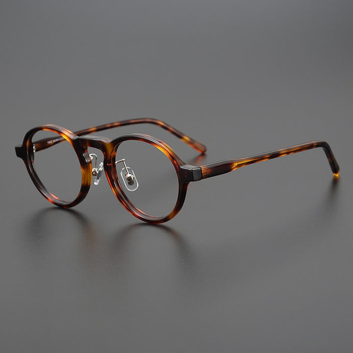 Gatenac Unisex Full Rim Round Acetate Eyeglasses Gxyj1043 Full Rim Gatenac Tortoiseshell