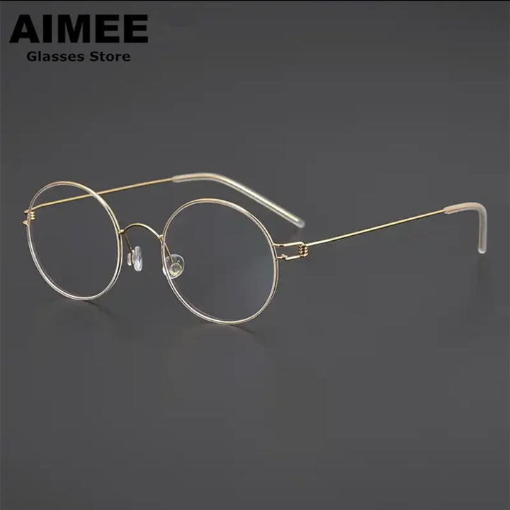 Aimee Women's Semi Rim Round Screwless Titanium Eyeglasses 46125