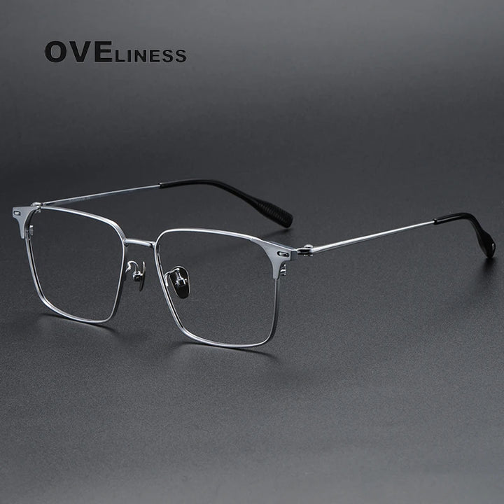 Oveliness Men's Full Rim Square Titanium Eyeglasses 8106 Full Rim Oveliness silver  
