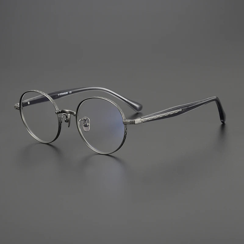 Black Mask Women's Full Rim Round Titanium Eyeglasses Bm216 Full Rim Black Mask Gun Gray