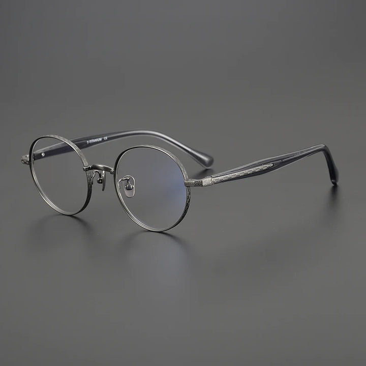 Black Mask Women's Full Rim Round Titanium Eyeglasses Bm216 Full Rim Black Mask Gun Gray
